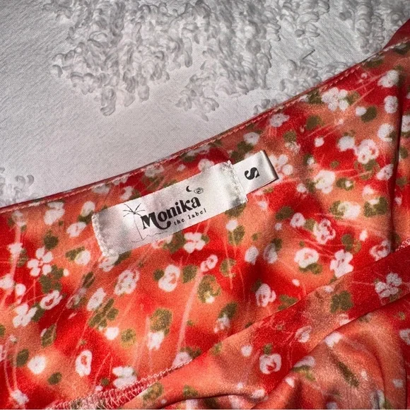 Monika the Label Alana Mini Slip Dress in Red Micro Floral - Picture 5 of 9